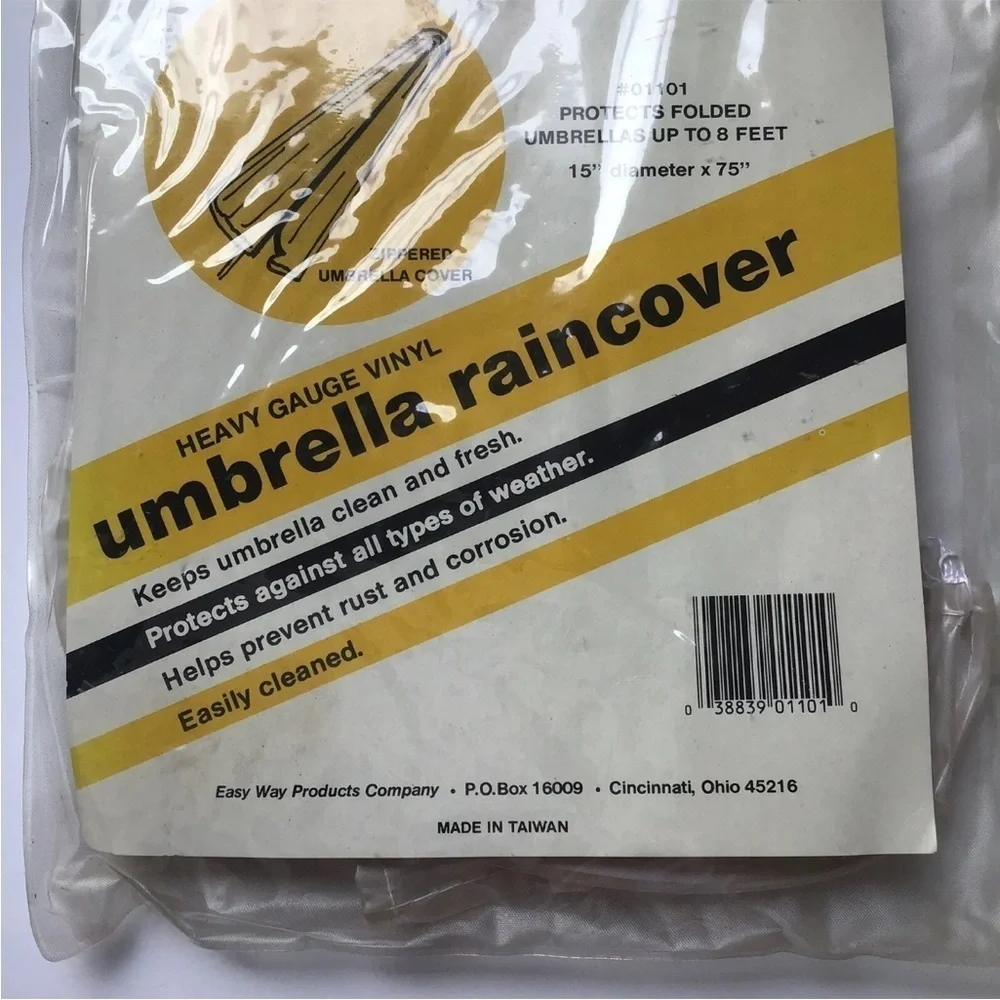 Outdoor Patio Umbrella Rain Cover NEW Waterproof Zips Luxe Vinyl 15”x75” Vintage